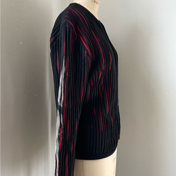 Vintage Black and Red Textured Stripe Sweater by Stevens Creek - Picture 2 of 7